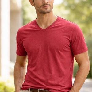 Banana Republic Red Short Sleeve V-Neck Tee